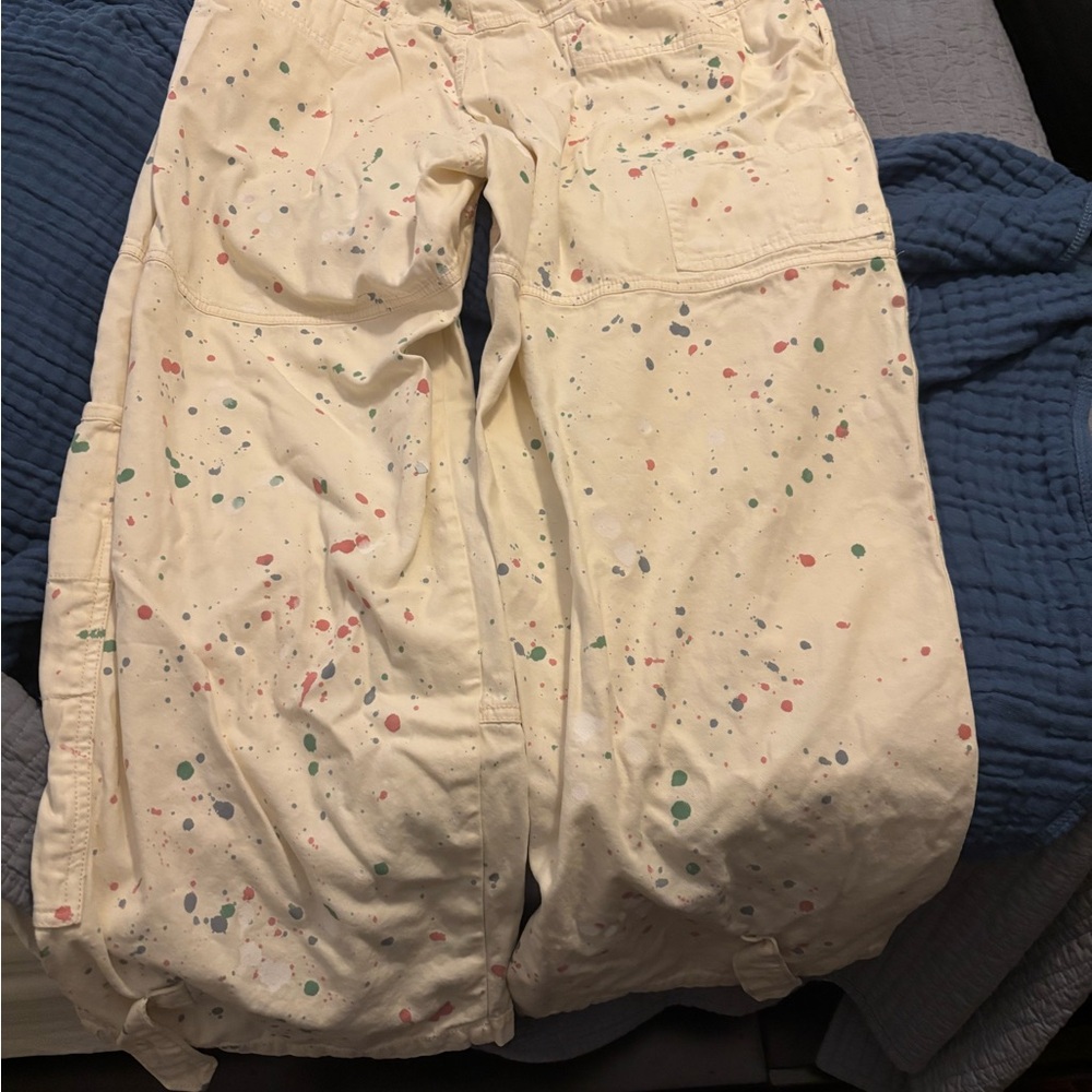 Free People Cream Pants with Colorful Splatter - Picture 3 of 6